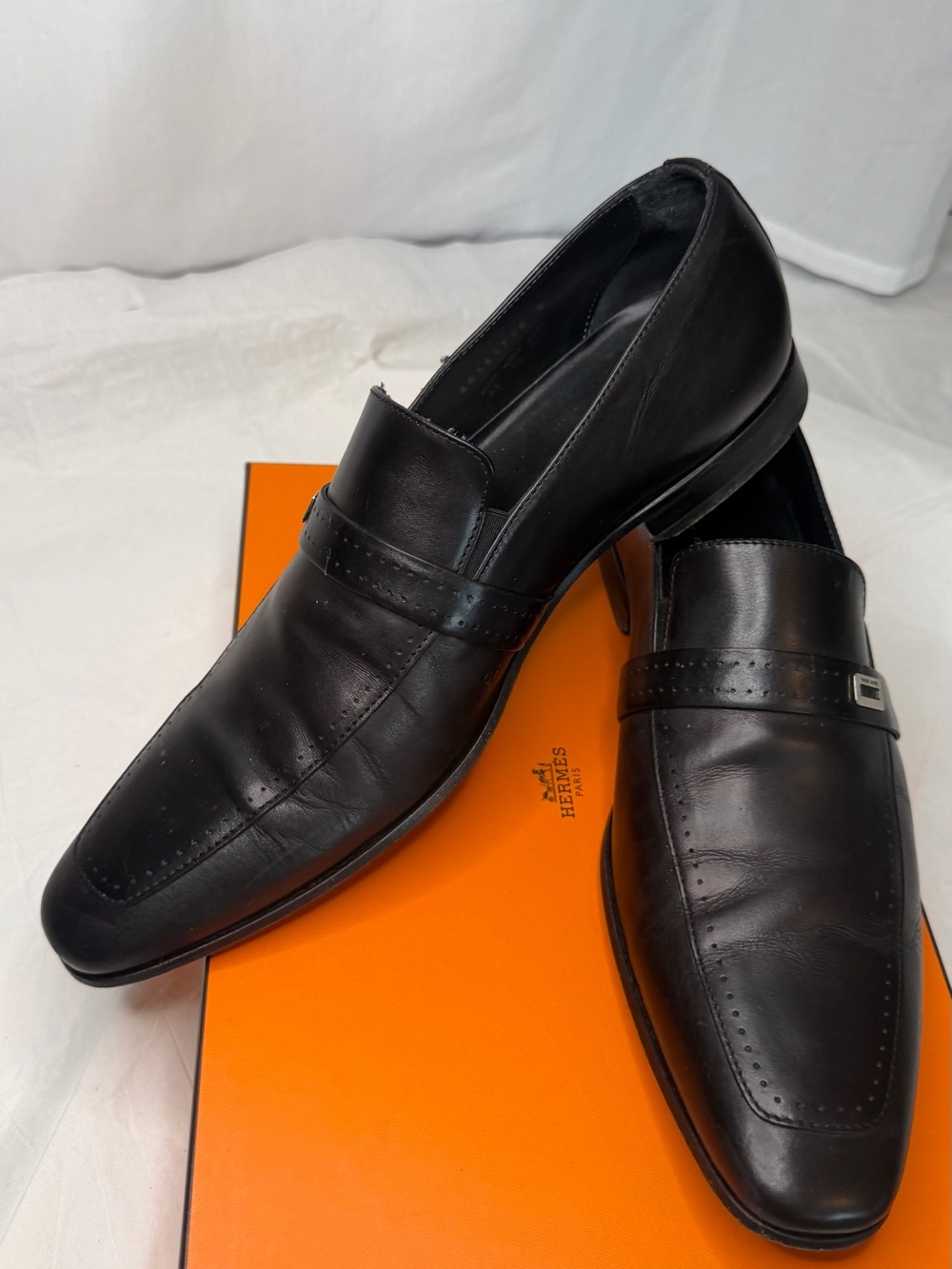 Boss Black Leather Penny Loafers